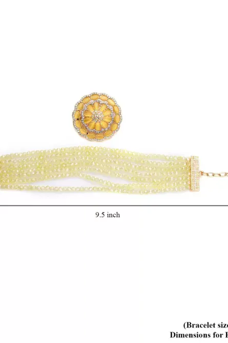 38 - Yellow Bloom Multi-Strand Crystal Bracelet - Image 2
