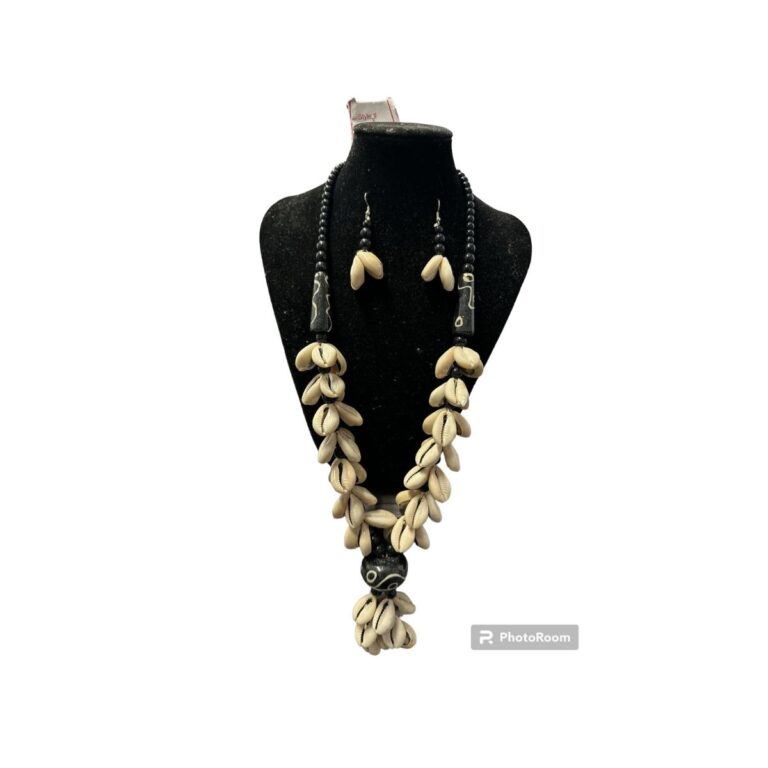 1 - African Cowrie Shell Necklace & Earring Set