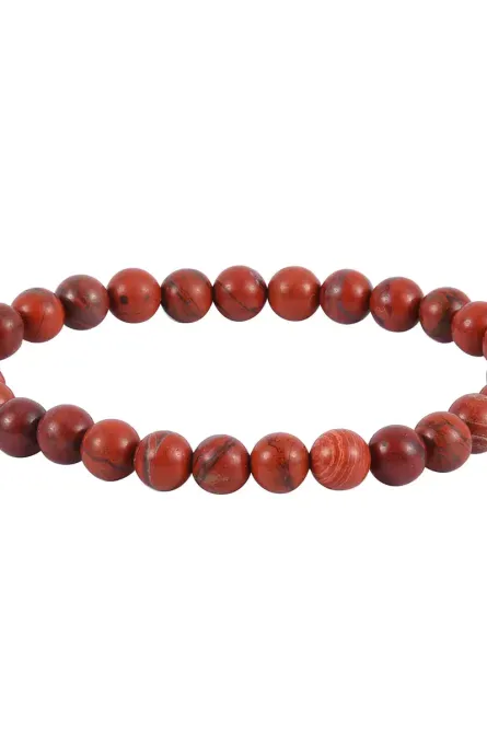 33 - Red Jasper 3-Piece Bracelet Set – Stretch & Rosetone Cuff | 7" - Image 2