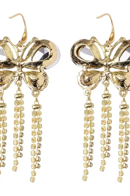 72 - Emerald Radiance Butterfly Dangle Earrings - Image 4