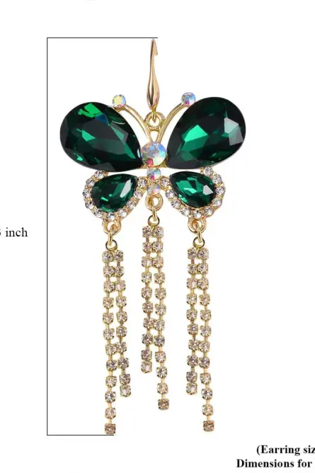 72 - Emerald Radiance Butterfly Dangle Earrings - Image 5
