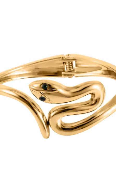 374 - Golden Serpent Hinged Bangle - Image 1