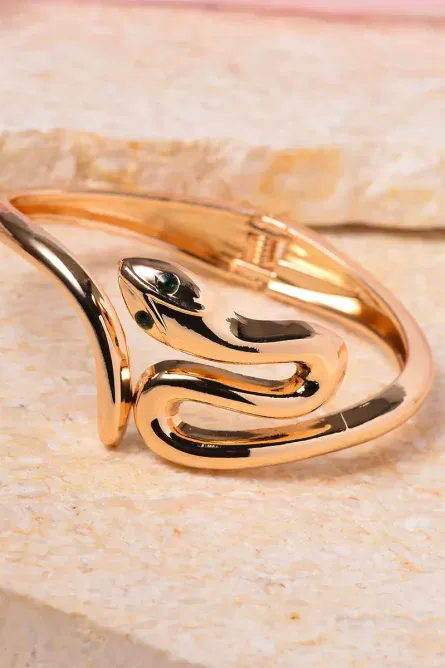 374 - Golden Serpent Hinged Bangle - Image 2