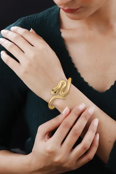 374 - Golden Serpent Hinged Bangle - Image 3