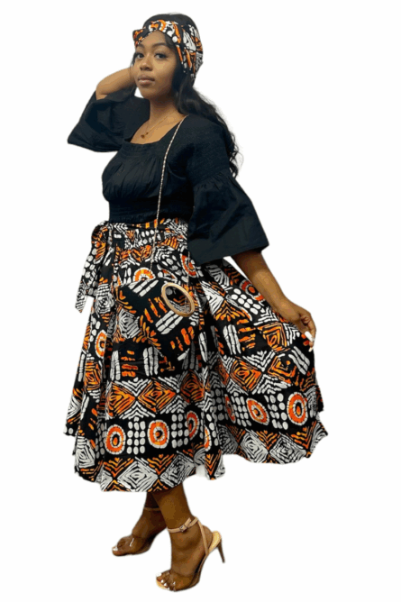 0049 - African Skirt with Matching Handbag - Image 3
