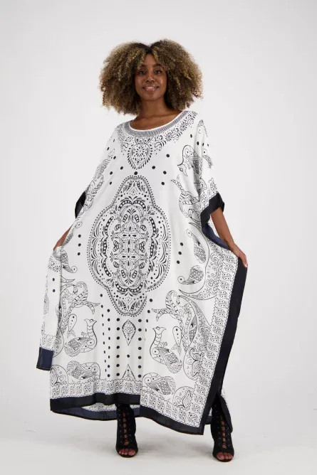 0084 - Ivory Mirage Geometric Kaftan - Image 2