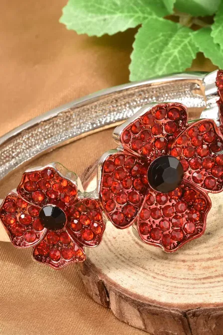 301 -  Crimson Bloom Poppy Bangle Bracelet - Image 2