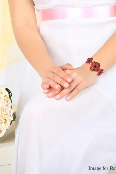 301 -  Crimson Bloom Poppy Bangle Bracelet - Image 3