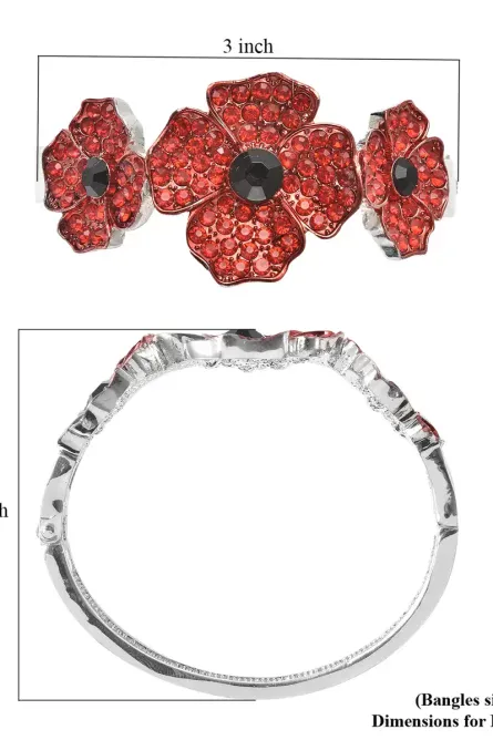 301 -  Crimson Bloom Poppy Bangle Bracelet - Image 6