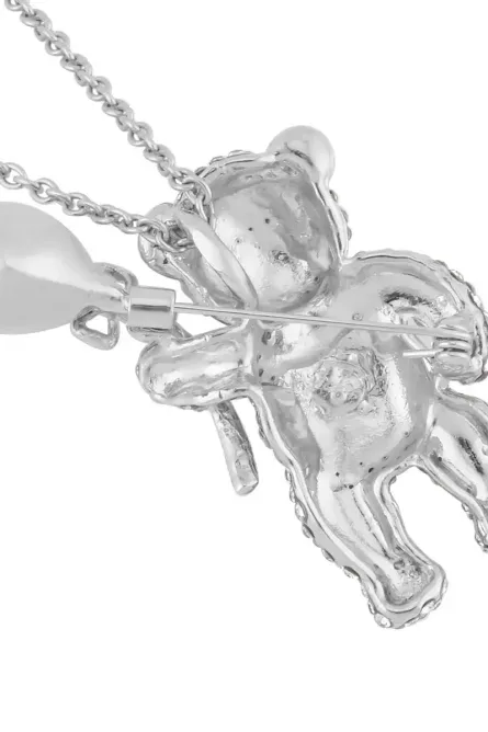 29 - Tri-Tone Crystal Teddy Bear Pendant Necklace – Convertible Brooch - Image 3