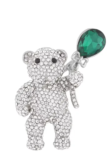 29 - Tri-Tone Crystal Teddy Bear Pendant Necklace – Convertible Brooch - Image 2