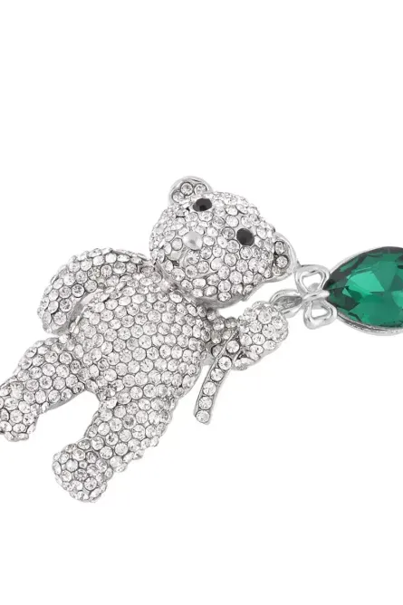 29 - Tri-Tone Crystal Teddy Bear Pendant Necklace – Convertible Brooch - Image 5