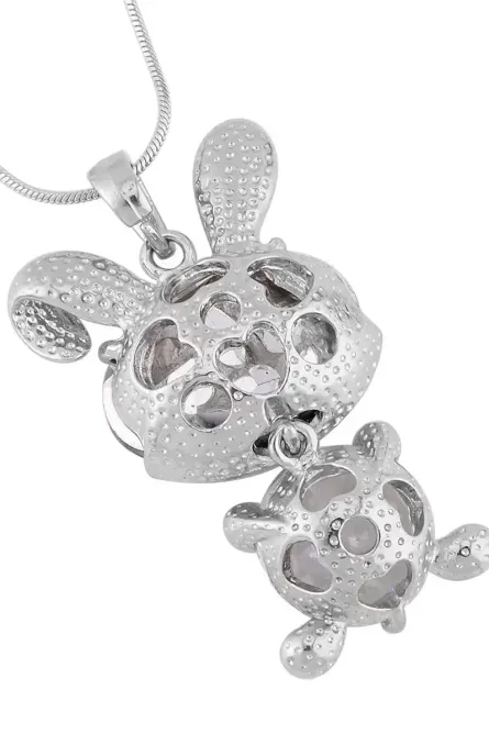 29 - Blue Glass Bunny Pendant Necklace with Austrian Crystals - Image 2