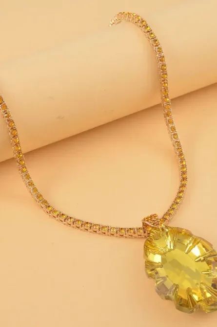 299 - Champagne Crystal Pendant Necklace with Austrian Crystals - Image 2