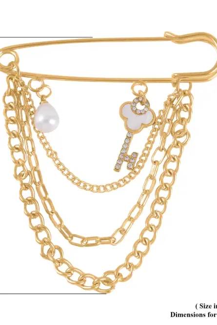 Goldtone Layered Chain Brooch Set - Image 5