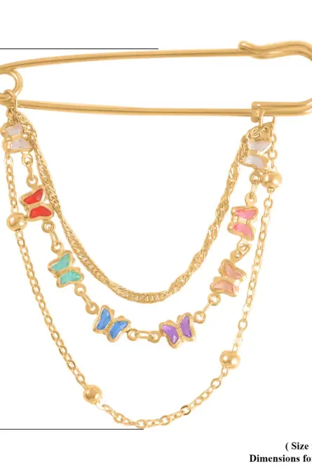 Goldtone Layered Chain Brooch Set - Image 6