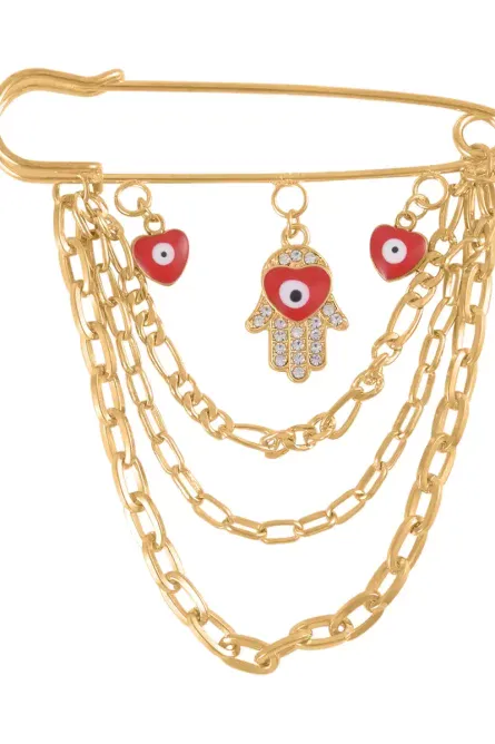 Goldtone Layered Chain Brooch Set - Image 2