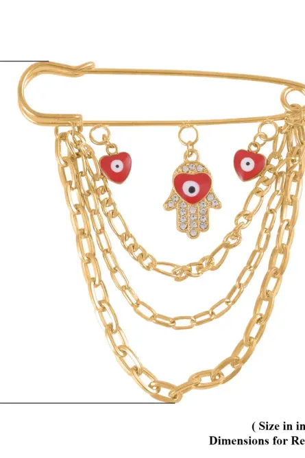 Goldtone Layered Chain Brooch Set - Image 3