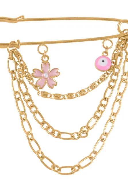 Goldtone Layered Chain Brooch Set - Image 4