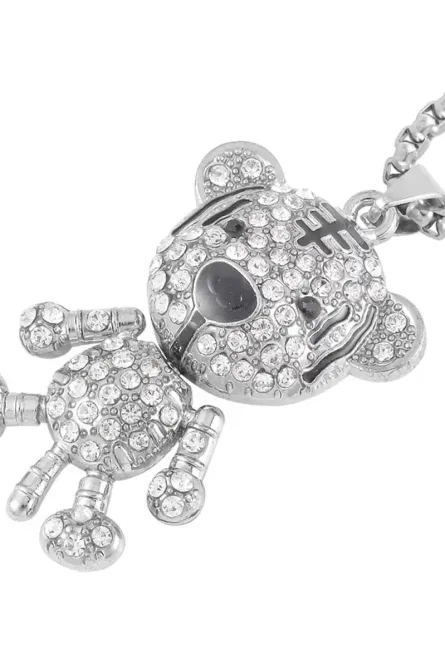 29 - Black & White Austrian Crystal Bear Pendant Necklace - Image 3