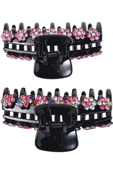 Austrian Crystal Flower Hair Claw Clips - Image 3