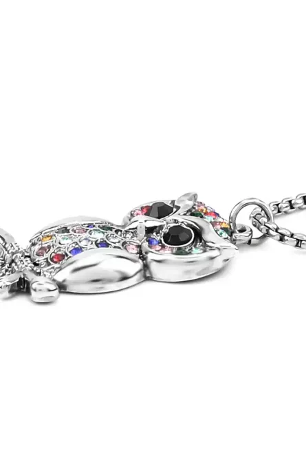 29 - Multicolor Austrian Crystal Owl Pendant Necklace - Image 2