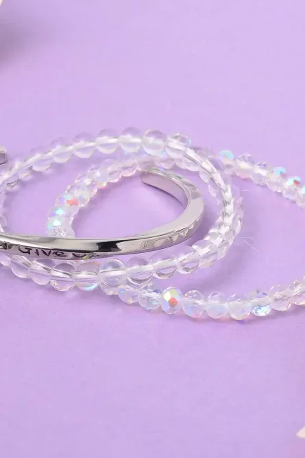 33 -  Winter Light 3-Piece Crystal & Mystic Glass Bracelet Set - Image 2