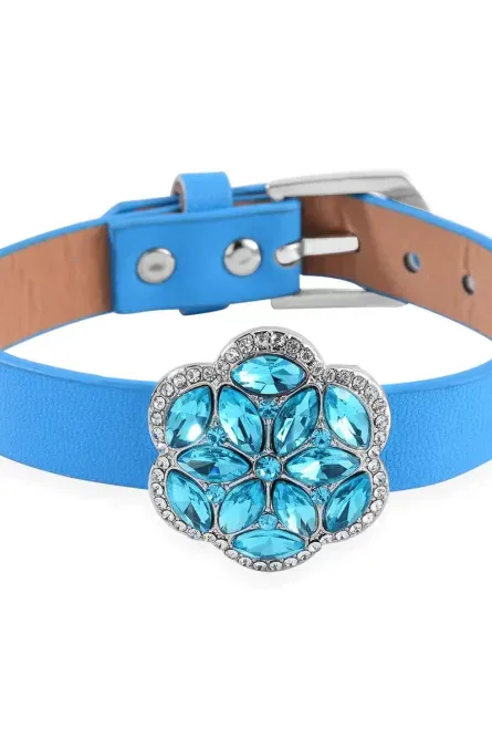 48 - Sky Blue & White Austrian Crystal Floral Jewelry Set - Image 7