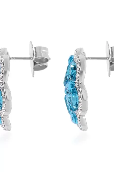 48 - Sky Blue & White Austrian Crystal Floral Jewelry Set - Image 2