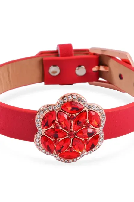 48 - Red & White Austrian Crystal Floral Jewelry Set - Image 4