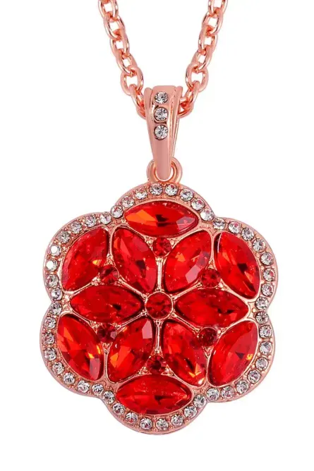 48 - Red & White Austrian Crystal Floral Jewelry Set - Image 6