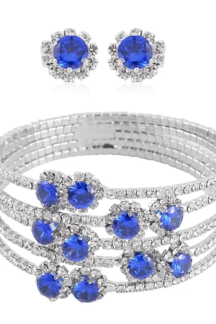391 - Royal Blue Austrian Crystal Bracelet & Earrings Set