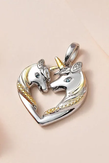 281 - Blue Diamond Accent Horse Heart Pendant Necklace - Image 6