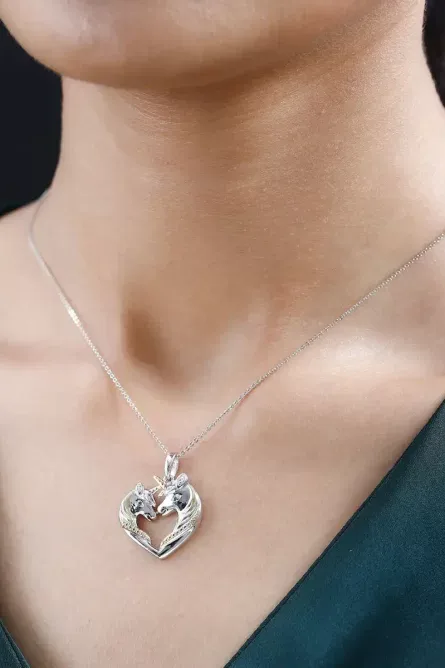 281 - Blue Diamond Accent Horse Heart Pendant Necklace - Image 5