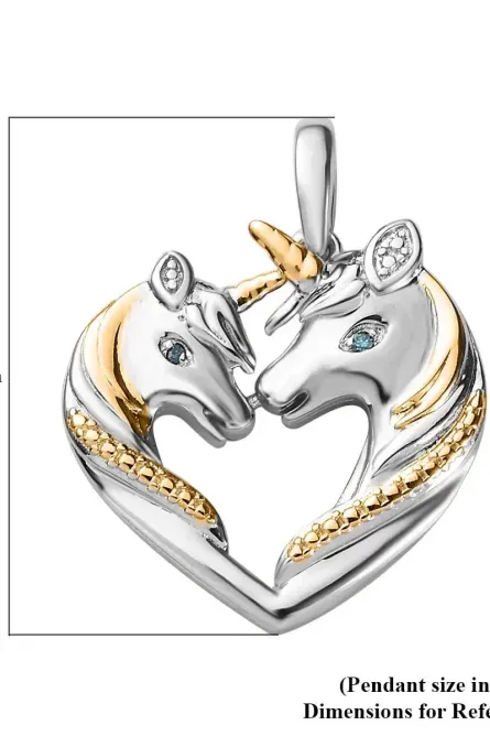 281 - Blue Diamond Accent Horse Heart Pendant Necklace - Image 2