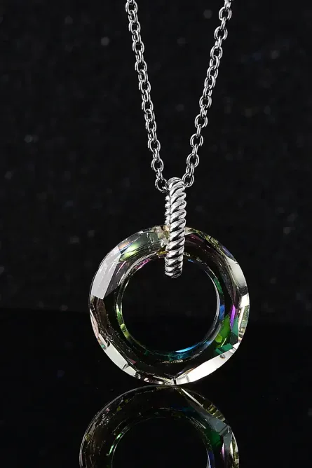 281 - Lumingreen Austrian Crystal Circle Pendant Necklace - Image 2