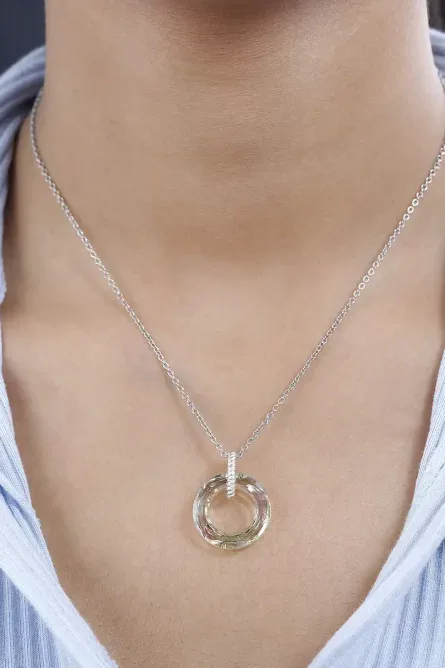 281 - Lumingreen Austrian Crystal Circle Pendant Necklace - Image 6