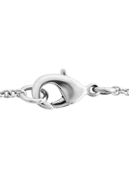 Simulated Diamond Cross Necklace in Silvertone - Image 3