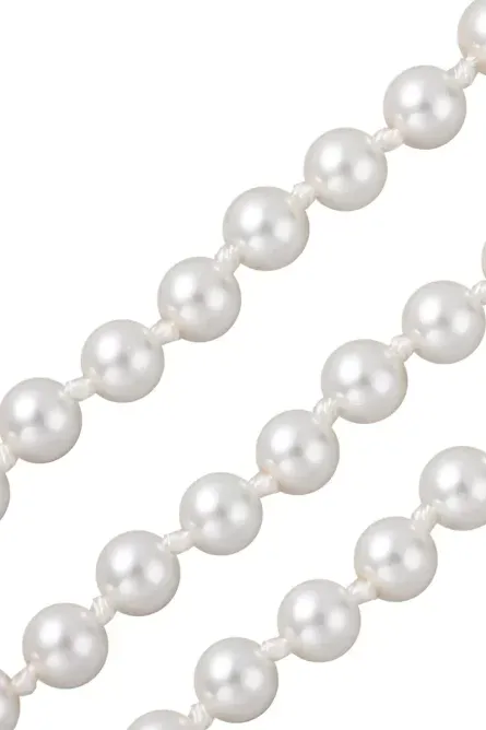 255 - Simulated White Pearl Triple-Row Necklace with Crystal Accent - Image 3
