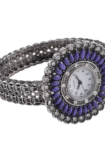 Strada Purple Austrian Crystal Bangle Watch (7in) - Image 8