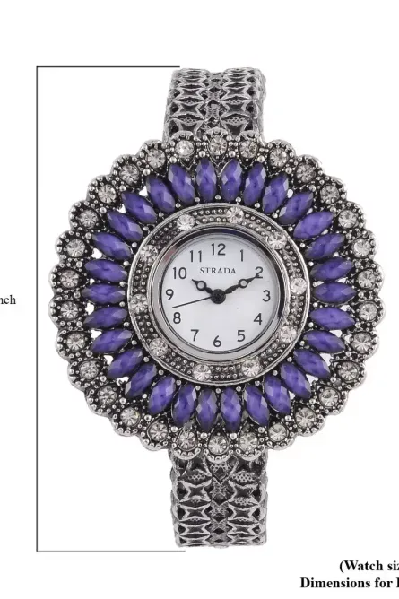 Strada Purple Austrian Crystal Bangle Watch (7in) - Image 6