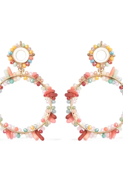75 - Boho Bloom Multi-Gemstone Hoop Earrings