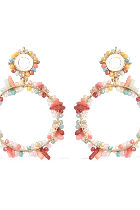 75 - Boho Bloom Multi-Bead Hoop Earrings - Image 1