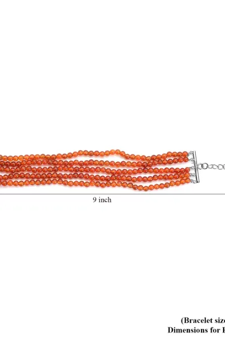 3- Fire Glow Red Agate Multi-Strand Bracelet – Stainless Steel - Image 3