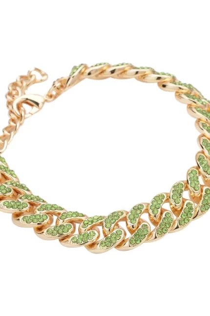 40 - Green Austrian Crystal Curb Link Bracelet