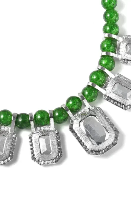 23 - Emerald Green Beaded Statement Necklace - Image 4