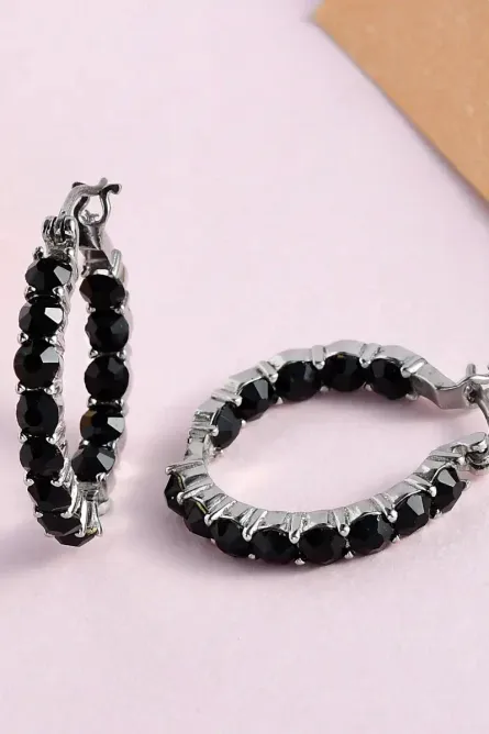 74 - Midnight Eclipse Inside-Out Hoop Earrings - Image 2