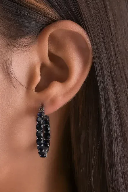 74 - Midnight Eclipse Inside-Out Hoop Earrings - Image 3