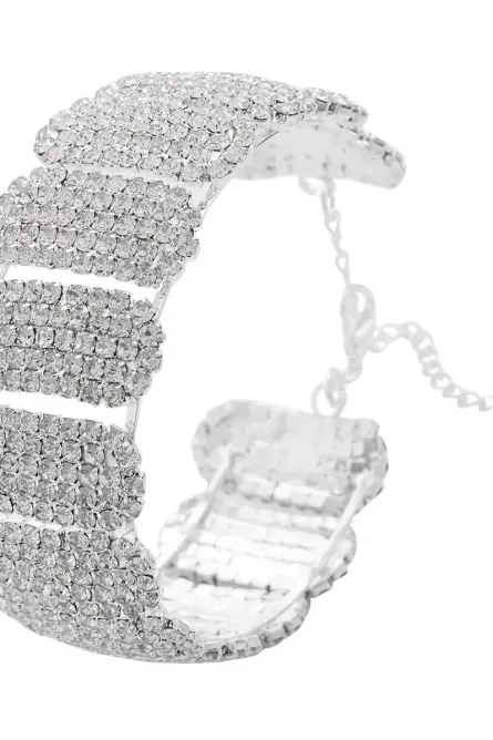 321 -  Art Deco Crystal Block Cuff Bracelet – Austrian Crystals - Image 2