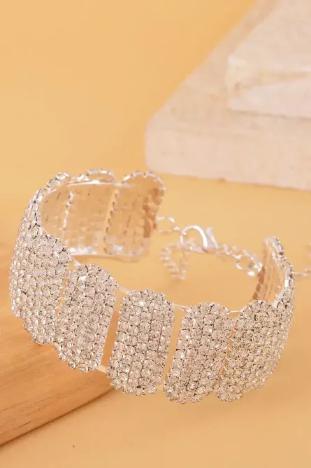 321 -  Art Deco Crystal Block Cuff Bracelet – Austrian Crystals - Image 6